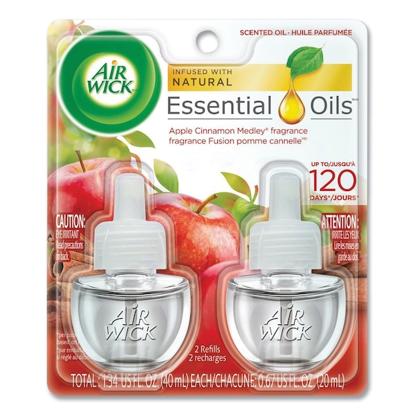 Air Wick Scented Oil Refill, Warming - Apple Cinnamon Medley, 0.67 oz, PK2 62338-80420 - main